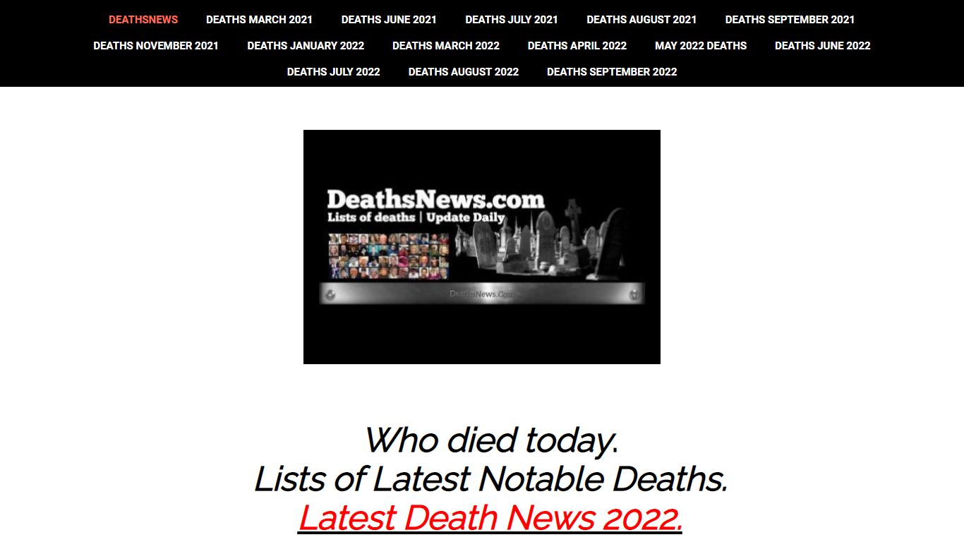 Who Died Today - Lists of Latest Notable Deaths 2022. Deaths News